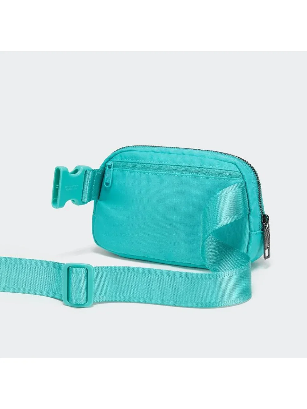 Men's Cyan Blue Crossbody Belt Bag Wide Zipper Adjustable Strap 3-Pockets